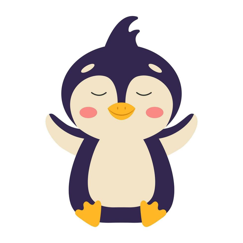 Cute cartoon penguin. Vector illustration. 1