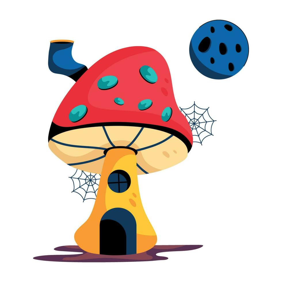 Trendy Mushroom House vector