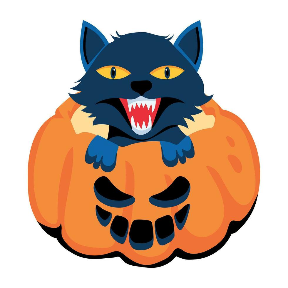 Trendy Halloween Cat vector