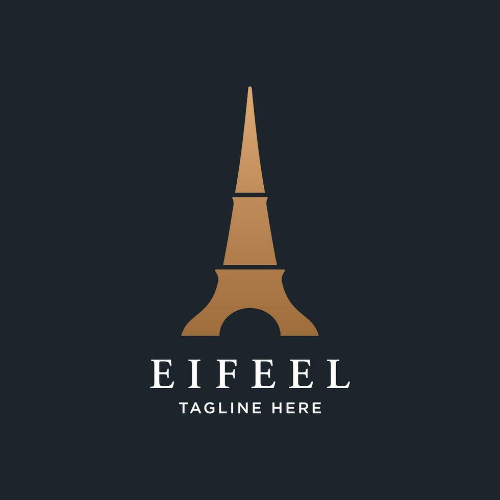 French eiffel tower building and high tower Logo template design.With editable vector illustration.