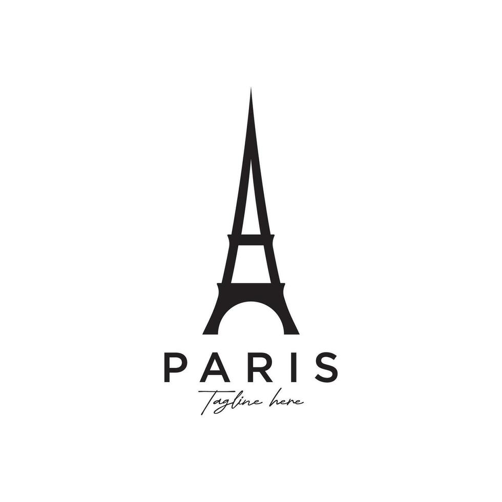 French eiffel tower building and high tower Logo template design.With editable vector illustration.