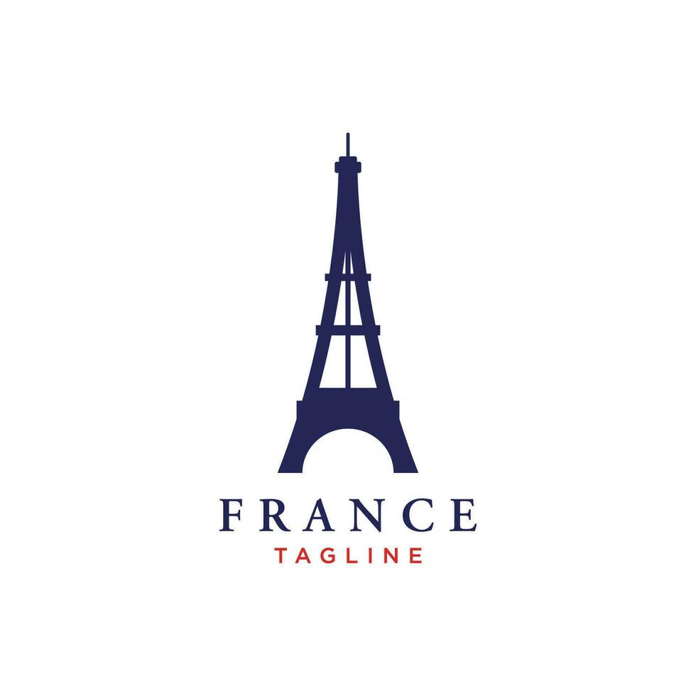 French eiffel tower building and high tower Logo template design.With editable vector illustration.