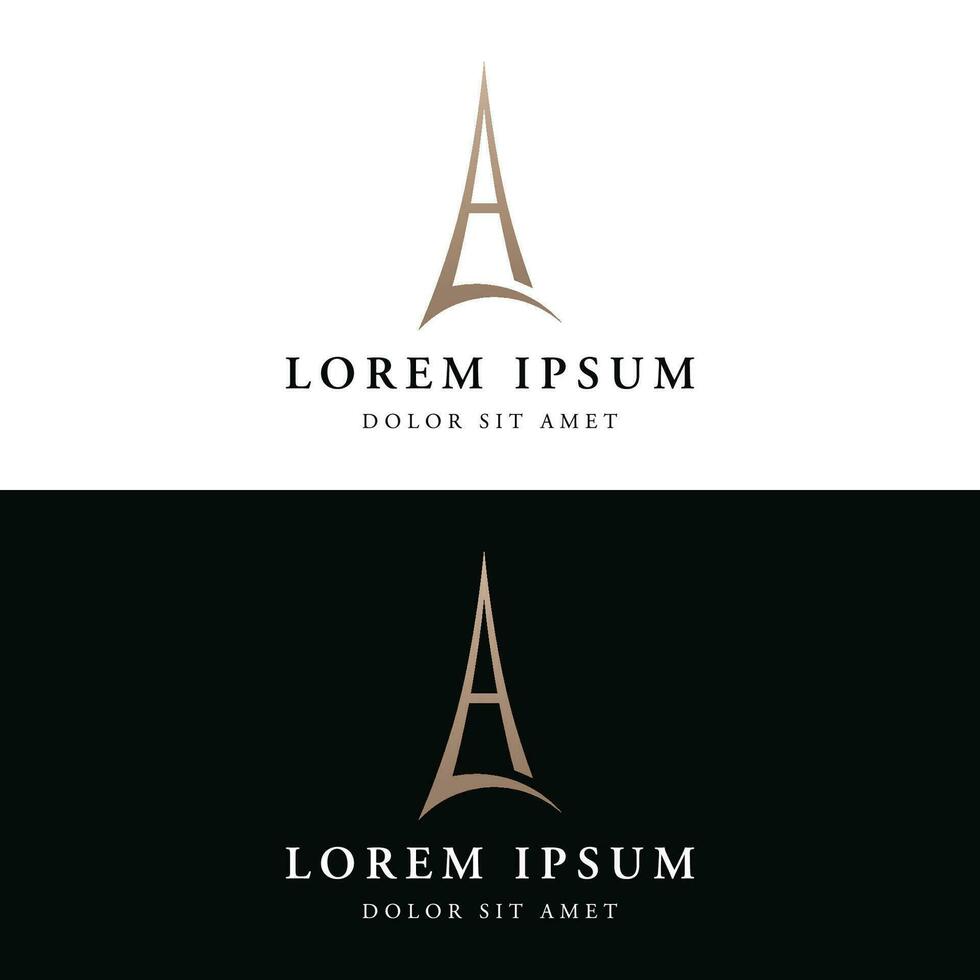 French eiffel tower building and high tower Logo template design.With editable vector illustration.