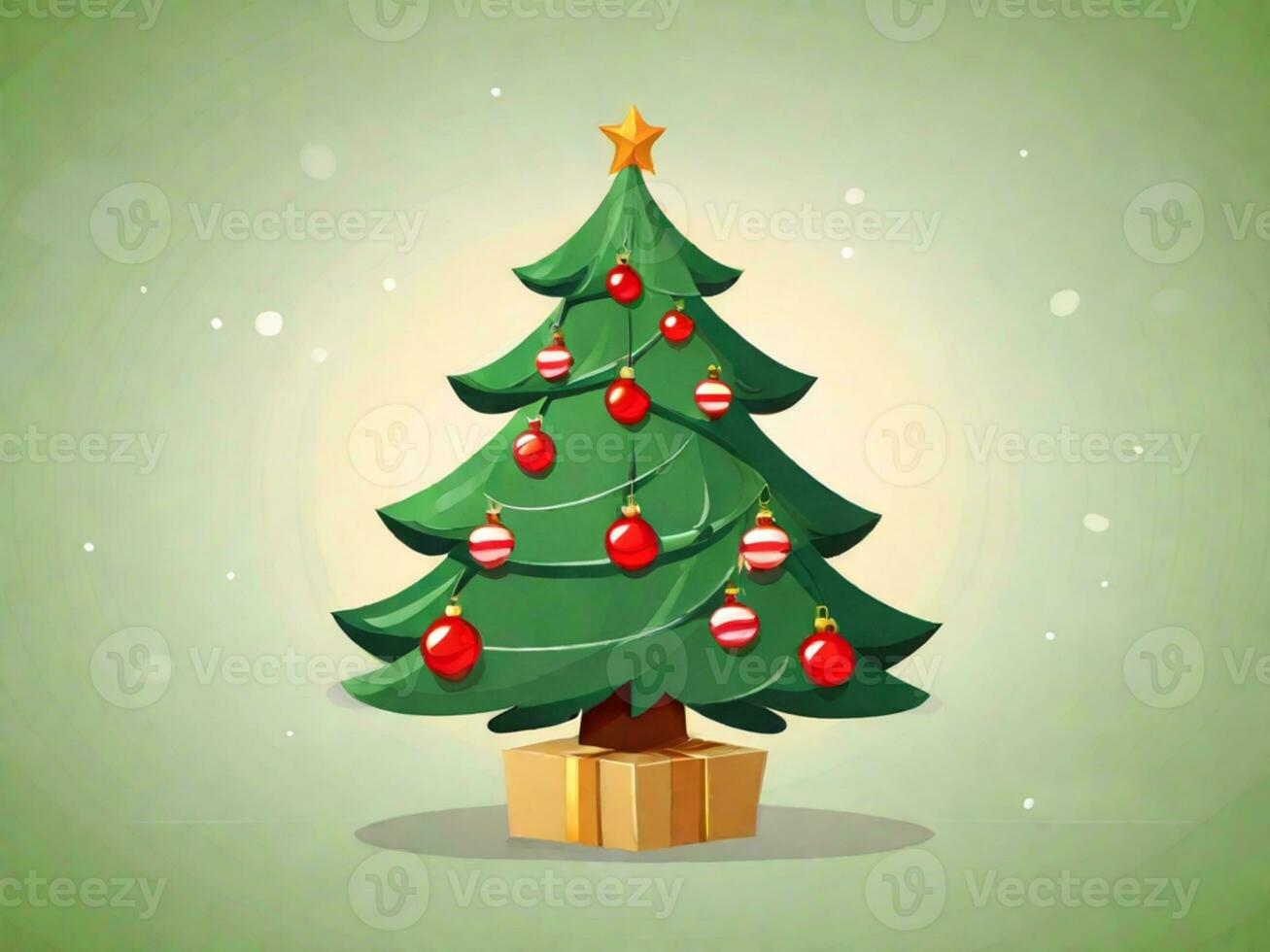 AI Generated Illustration creative of Christmas tree star and gift box photo
