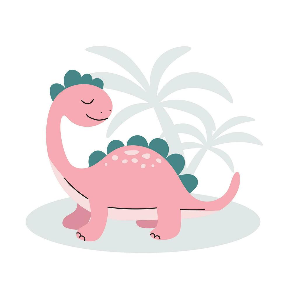 linda dinosaurio en plano estilo aislado en blanco antecedentes. vector ilustración