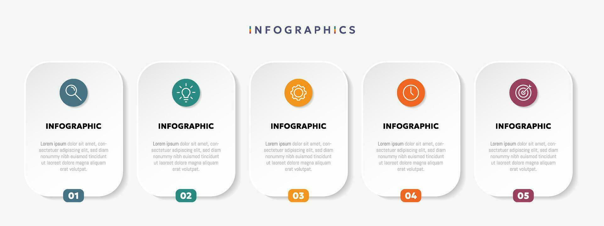 Modern business infographic template with 5 options or steps icons. vector