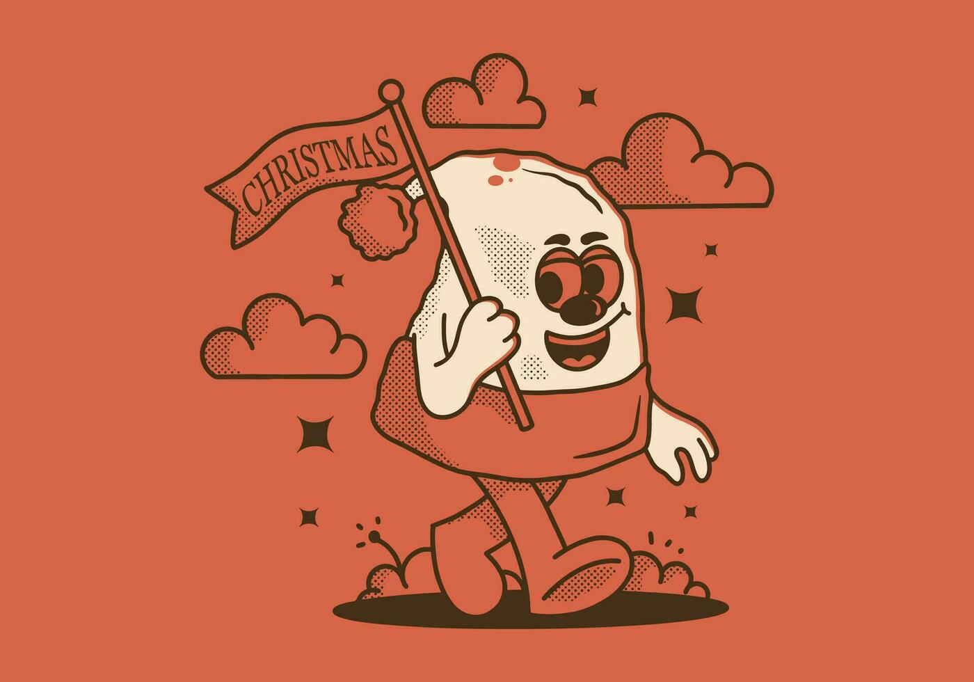 Mascot character of walking Christmas hat vector