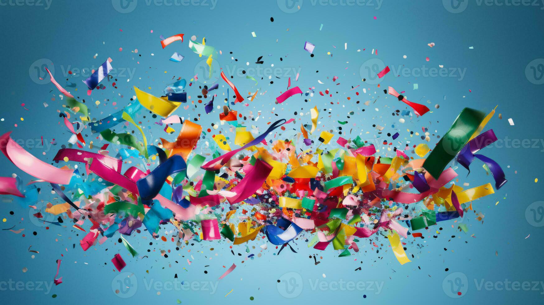 AI generated Exploding colored confetti burst for new years and celebration photo