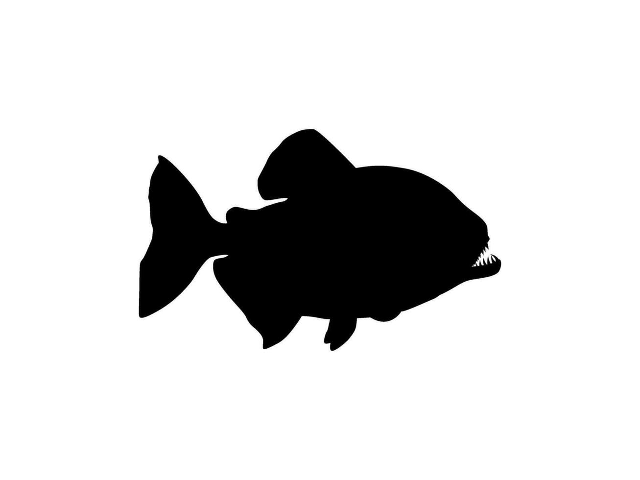 Piranha Fish Silhouette, can use for Logo Gram, Website, Art Illustration, Pictogram, Icon or Graphic Design Element. Vector Illustration