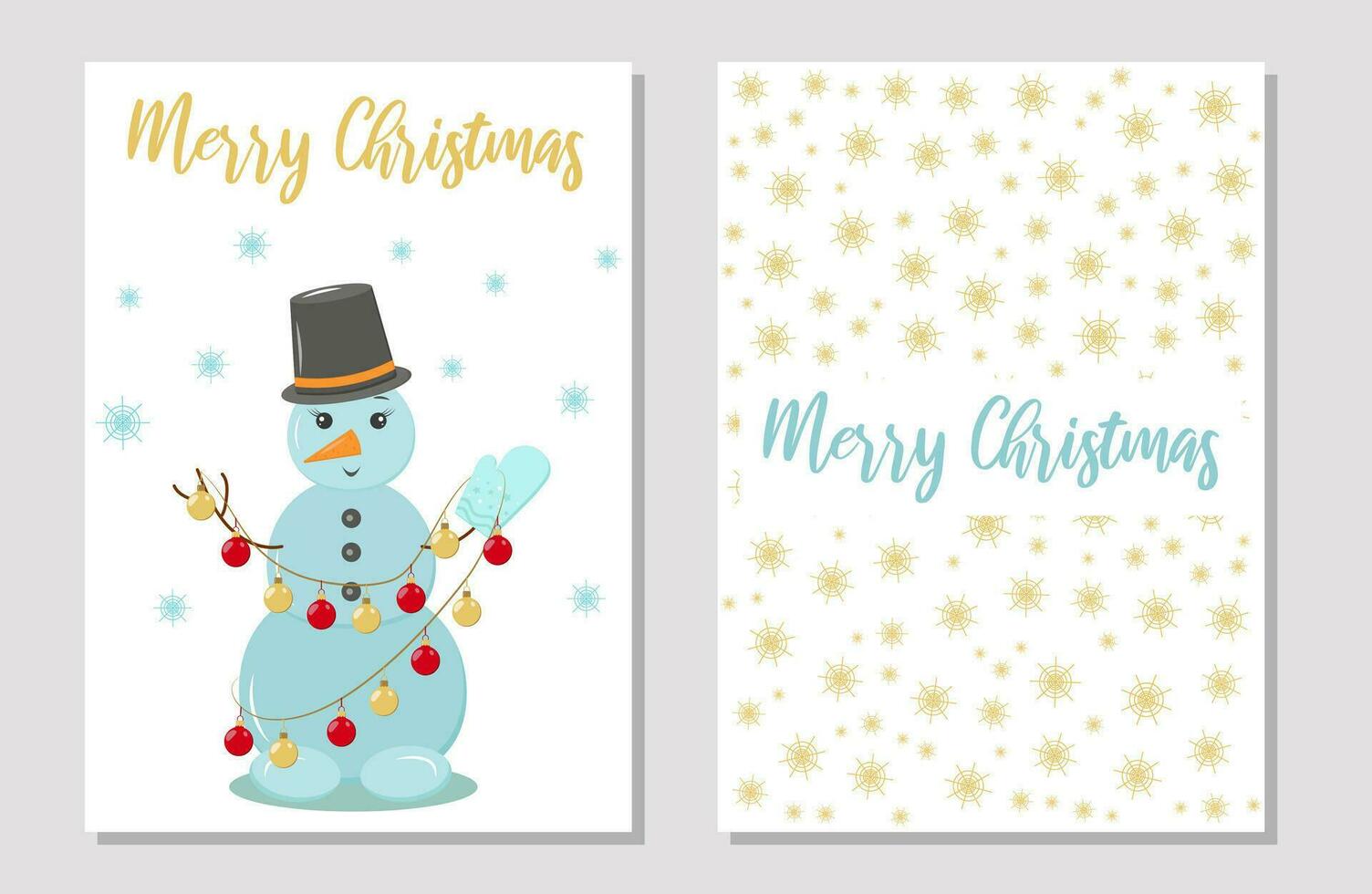 Cute funny snowman Holiday greeting Card  template. vector