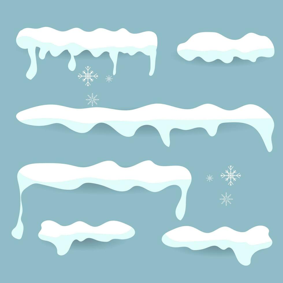 Set of Snows cap vector collection set in winter seasons isolated on white background , Vector illustration