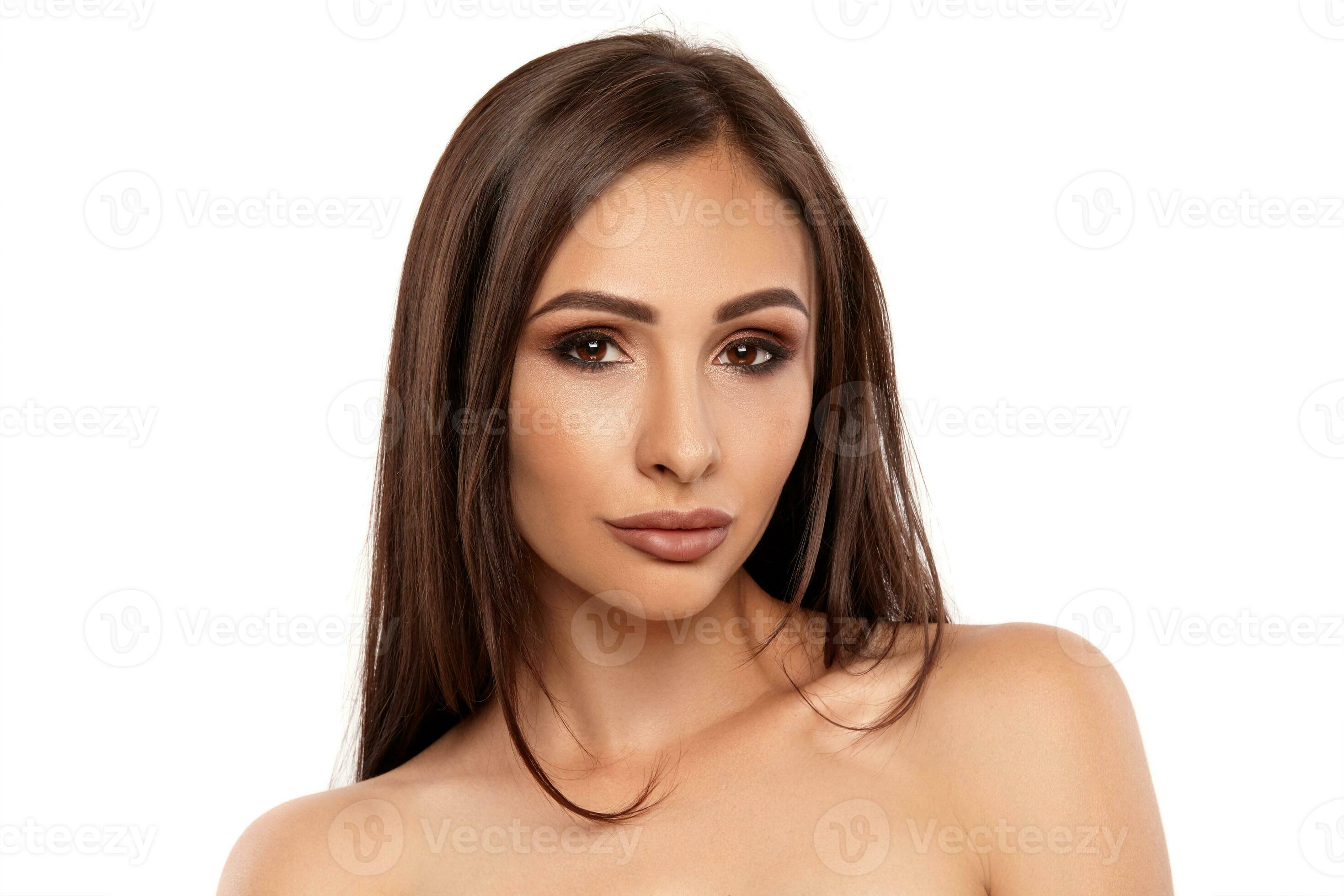 professional girl photographer nude snap Close up portrait of a brunette nude model girl with professional evening  make-up and plump lips, posing isolated on white background. 35180205 Stock  Photo at Vecteezy