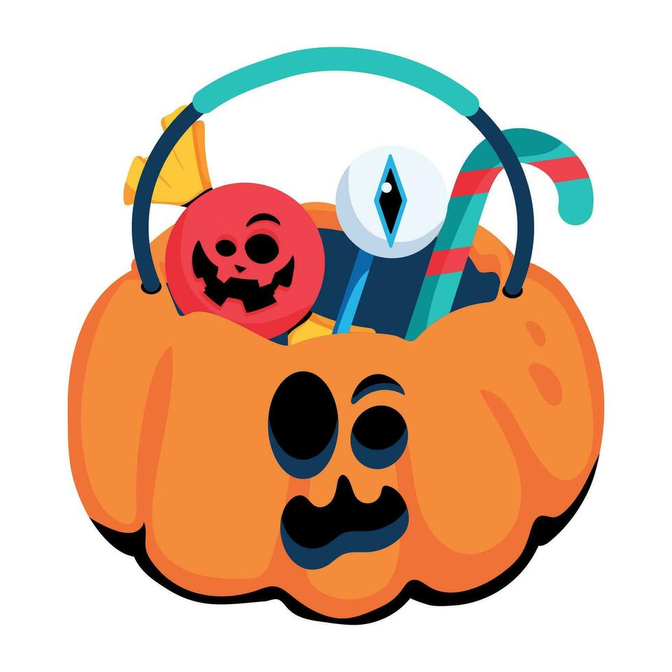 Trendy Halloween Basket vector