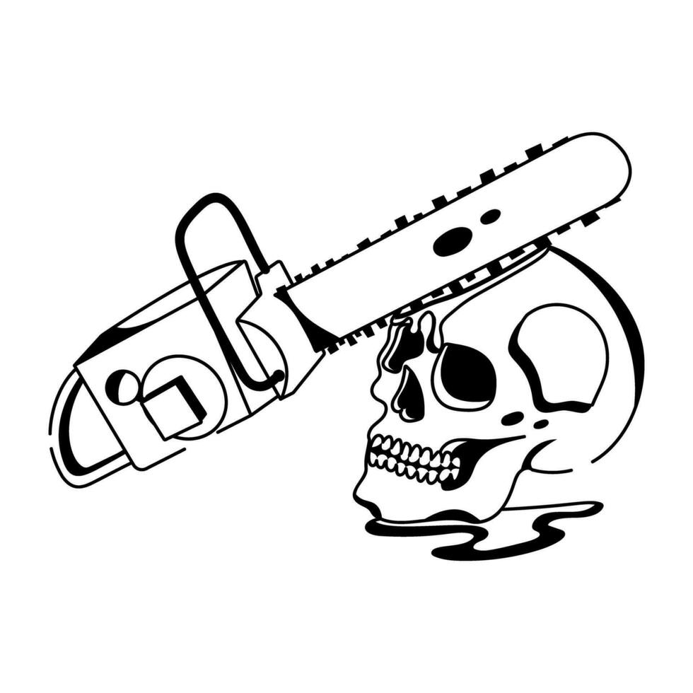 Trendy Saw Skull vector