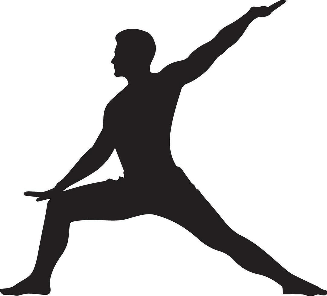 Yoga Warrior Pose vector silhouette illustration 6