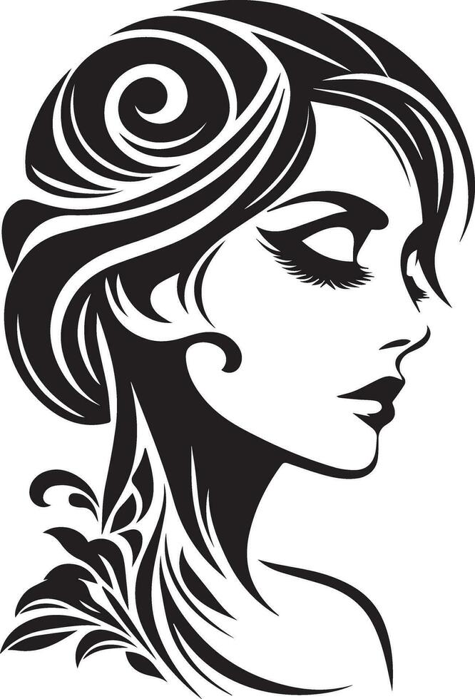 woman face vector silhouette illustration 6