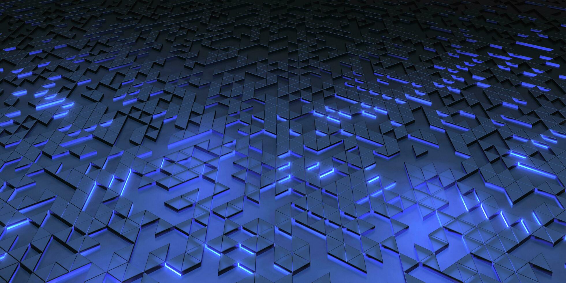 Complex structure glowing technology background geometric pixel triangle abstract 3d rendering photo