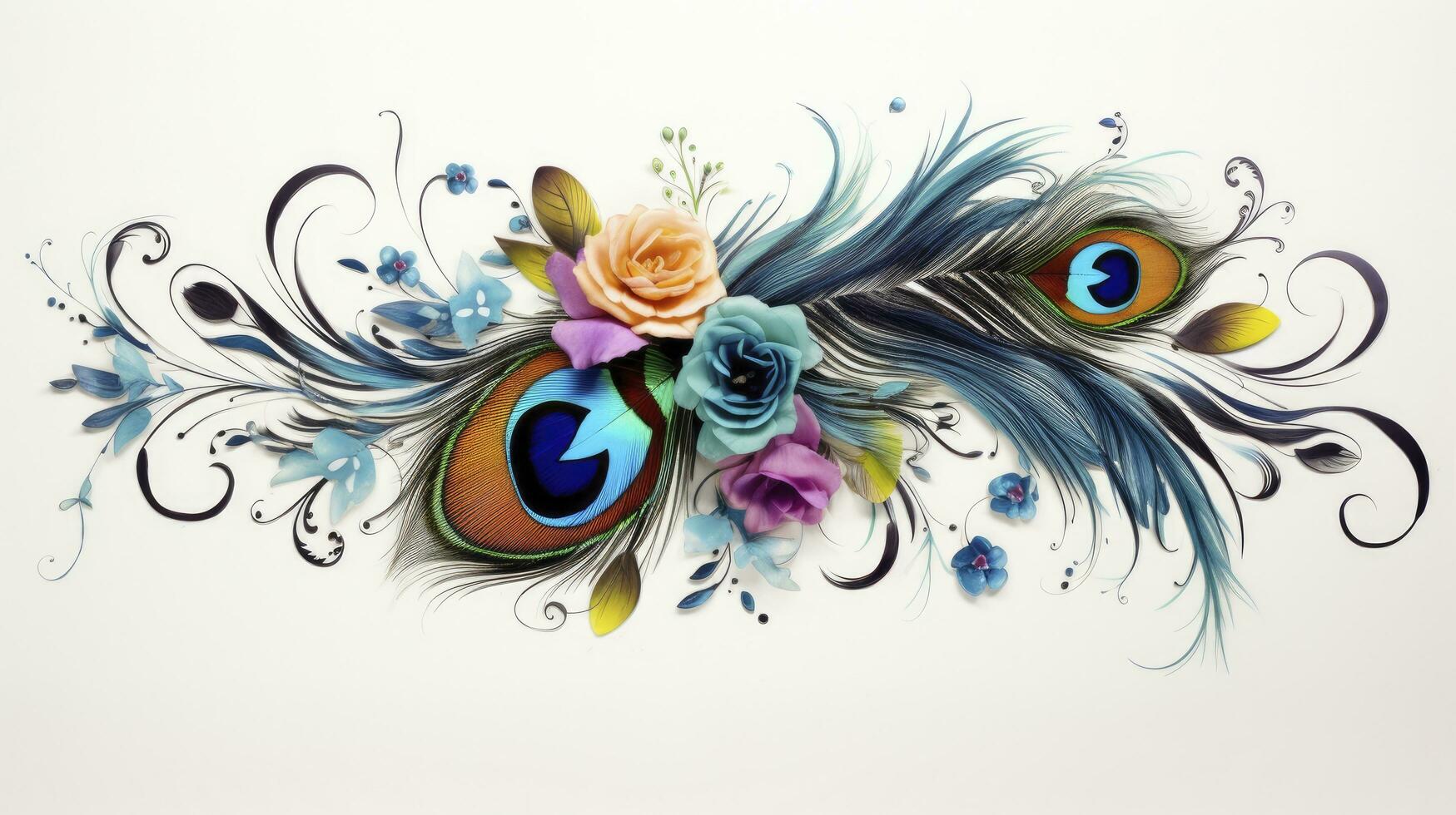 AI generated Bunch of multi colored roses on wooden planks, happy birthday lying on planks. AI Generated photo