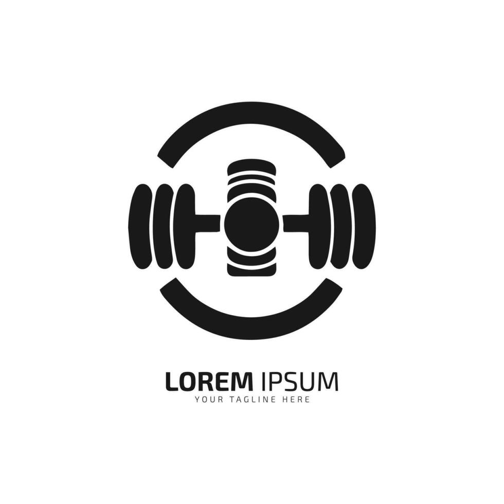 A logo of dumbbell vector icon design silhouette gym, fitness concept in circle
