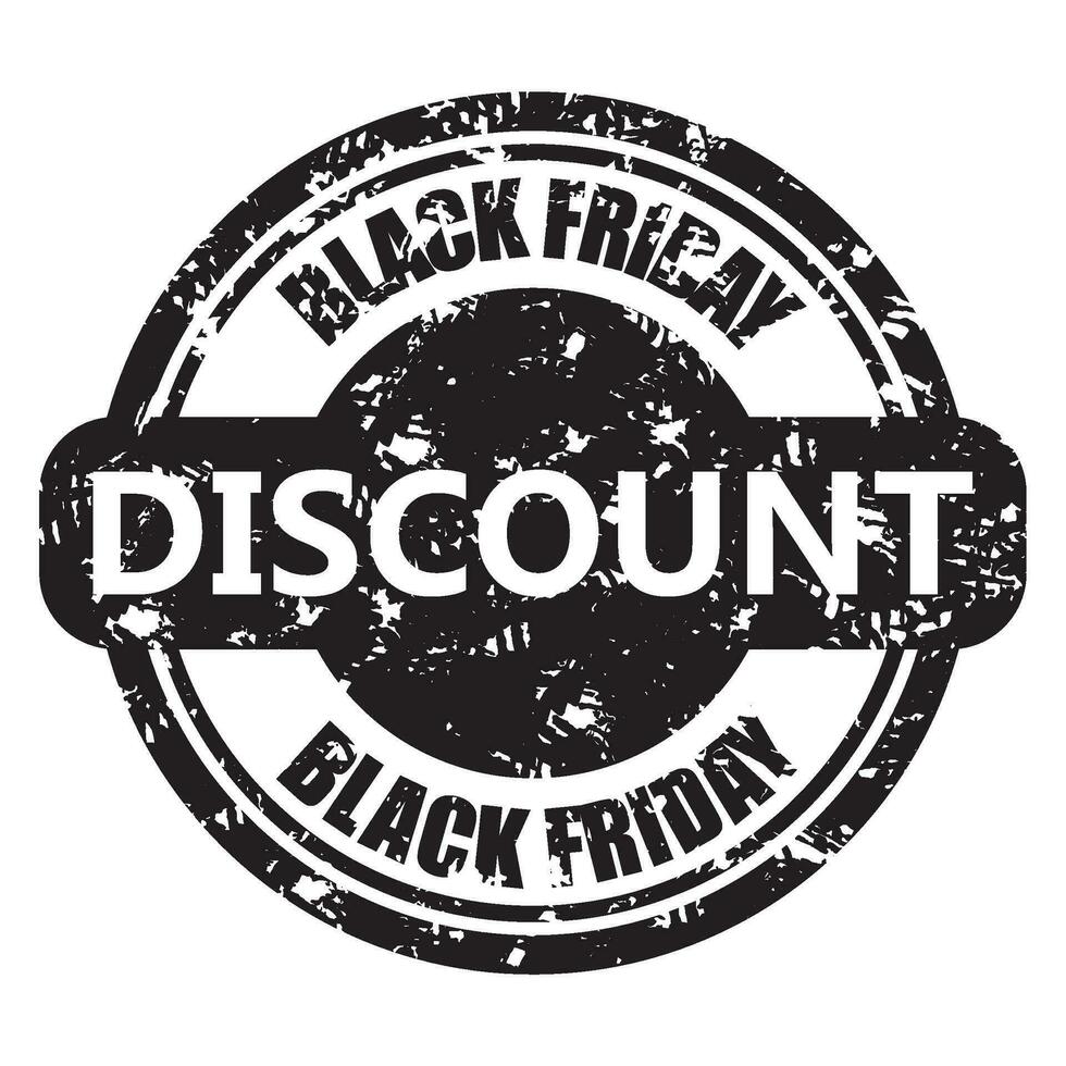 descuento negro viernes redondo impresión. anualmente negro viernes sello para compras. vector ilustración