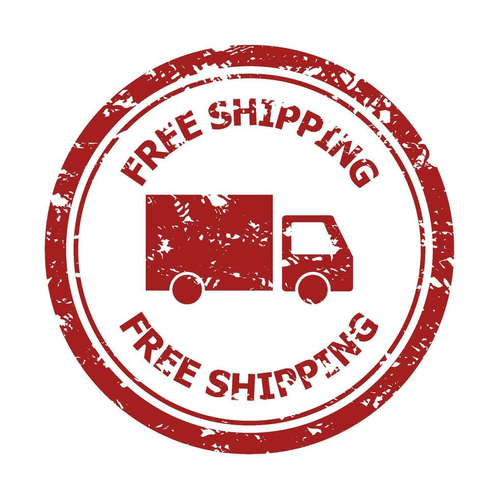 Free shipping rubber stamp isolated on white. Illustration of free shipping stamp seal, delivery guarantee vector