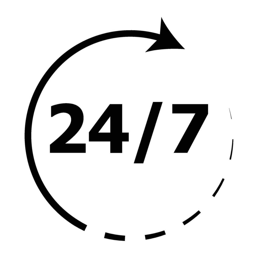 Around the clock 24h. Rotation arrow icon. Time of clock around, vector illustration