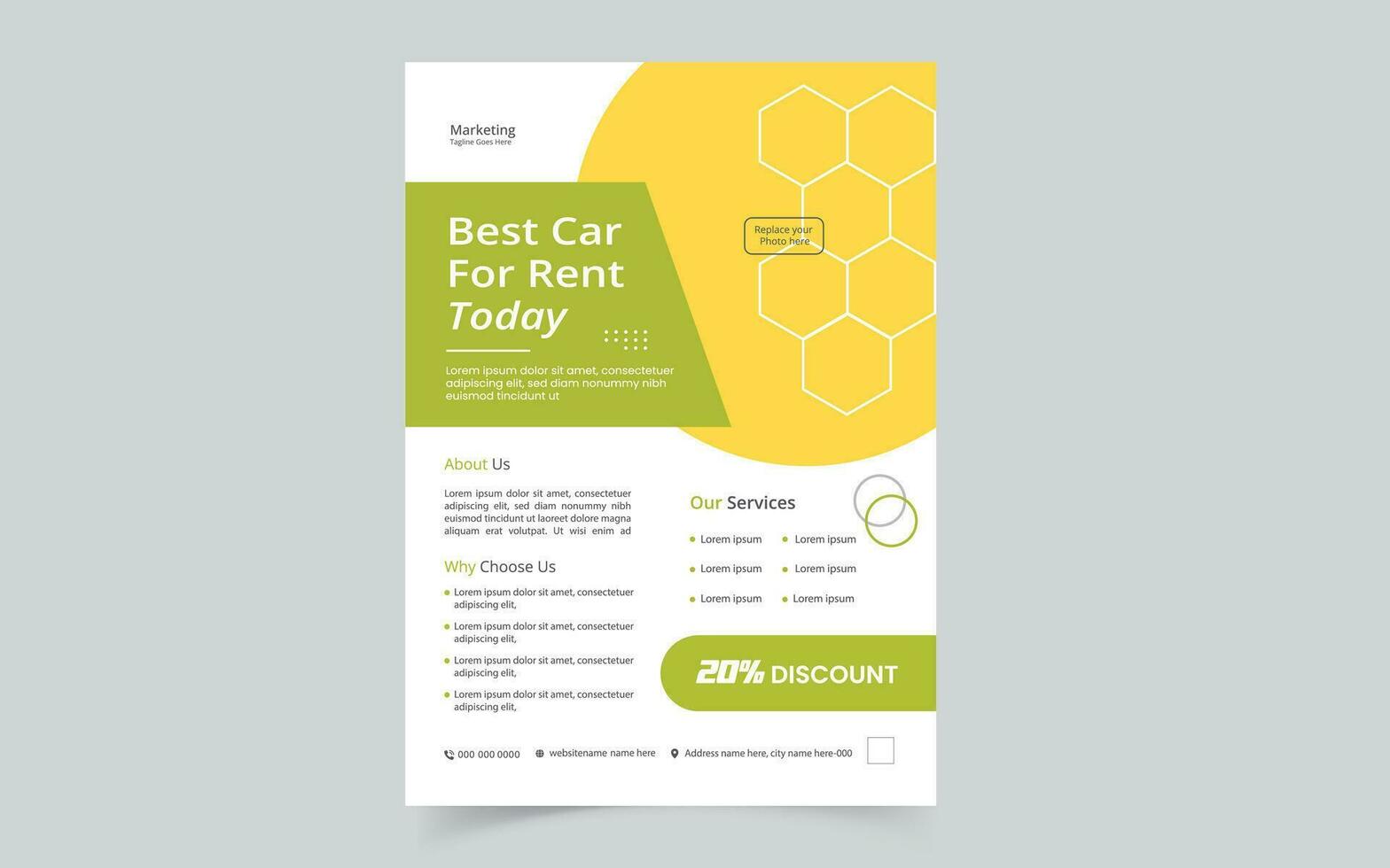 Rent a car flyer template free download vector