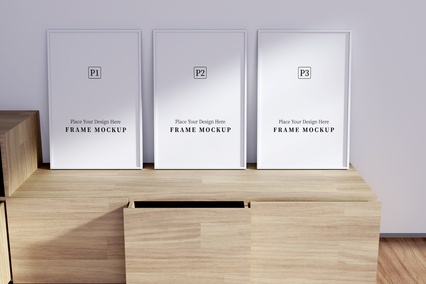 blank frame mockup with shadow overlay in room psd
