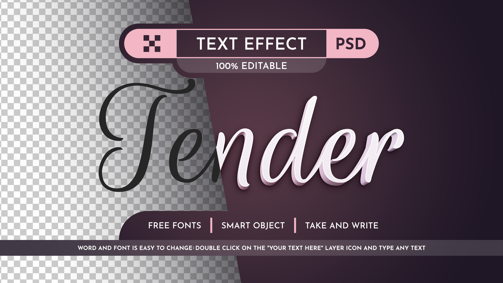 Tender - Editable Text Effect, Font Style psd