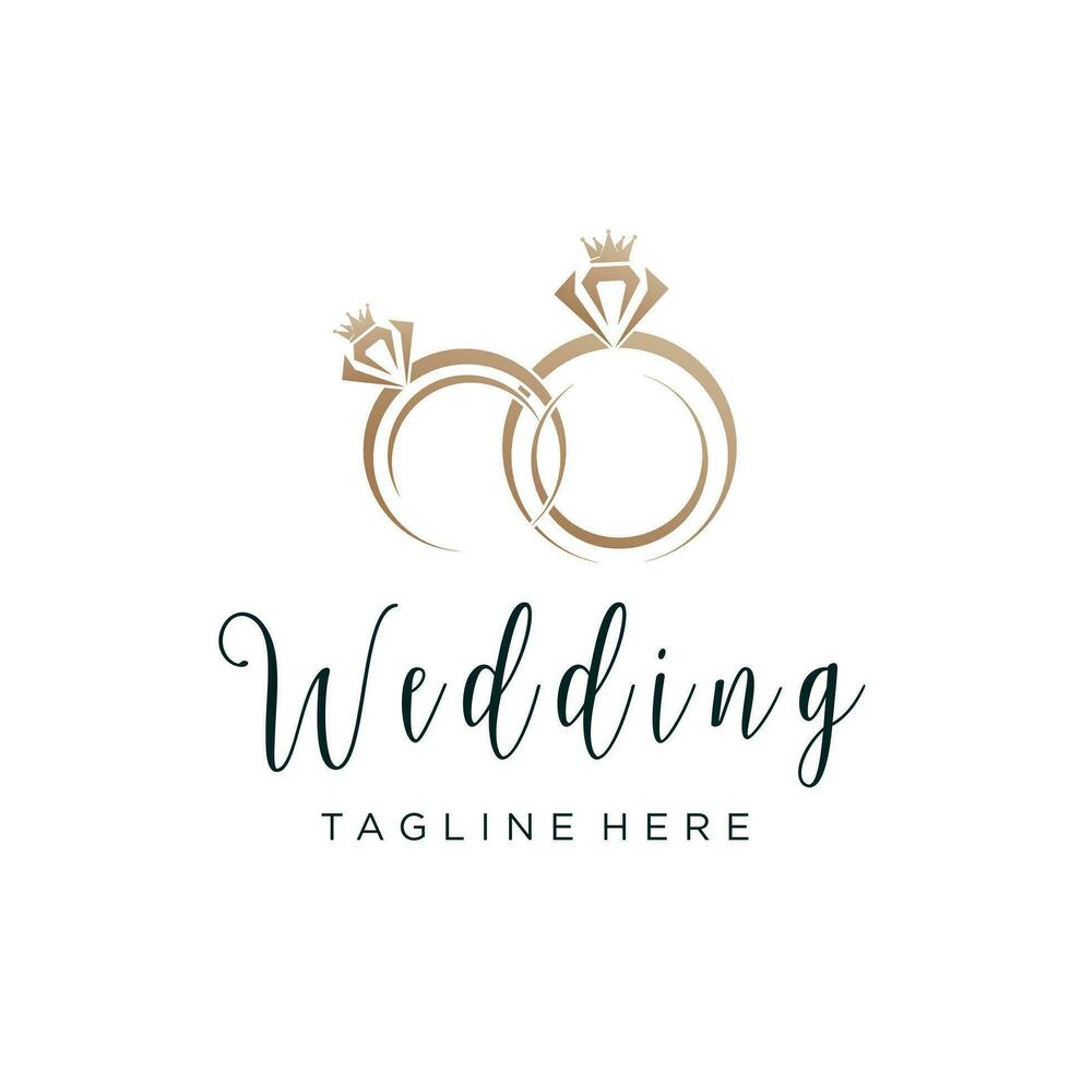 Wedding design logo with a stunning diamond concept vector