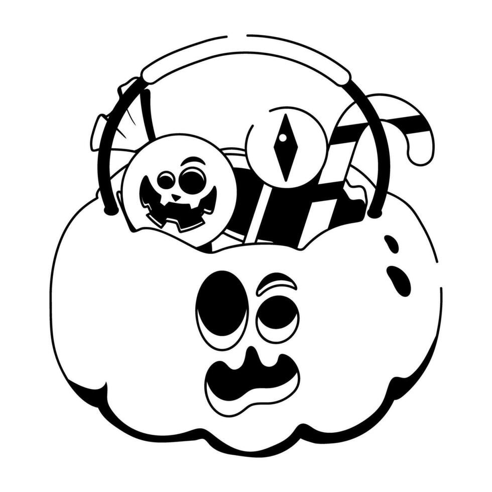 Trendy Halloween Basket vector