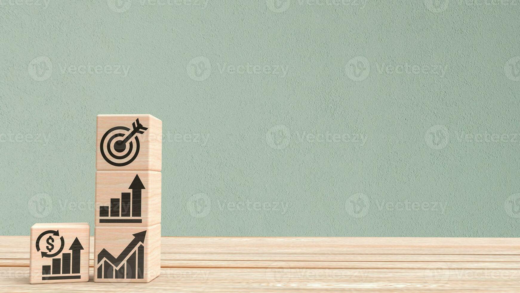 The man figure and wood cube for Business concept 3d rendering. photo
