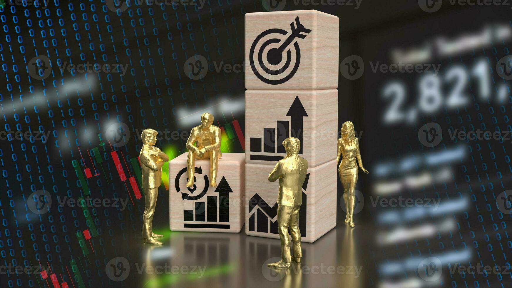 The man figure and wood cube for Business concept 3d rendering. photo