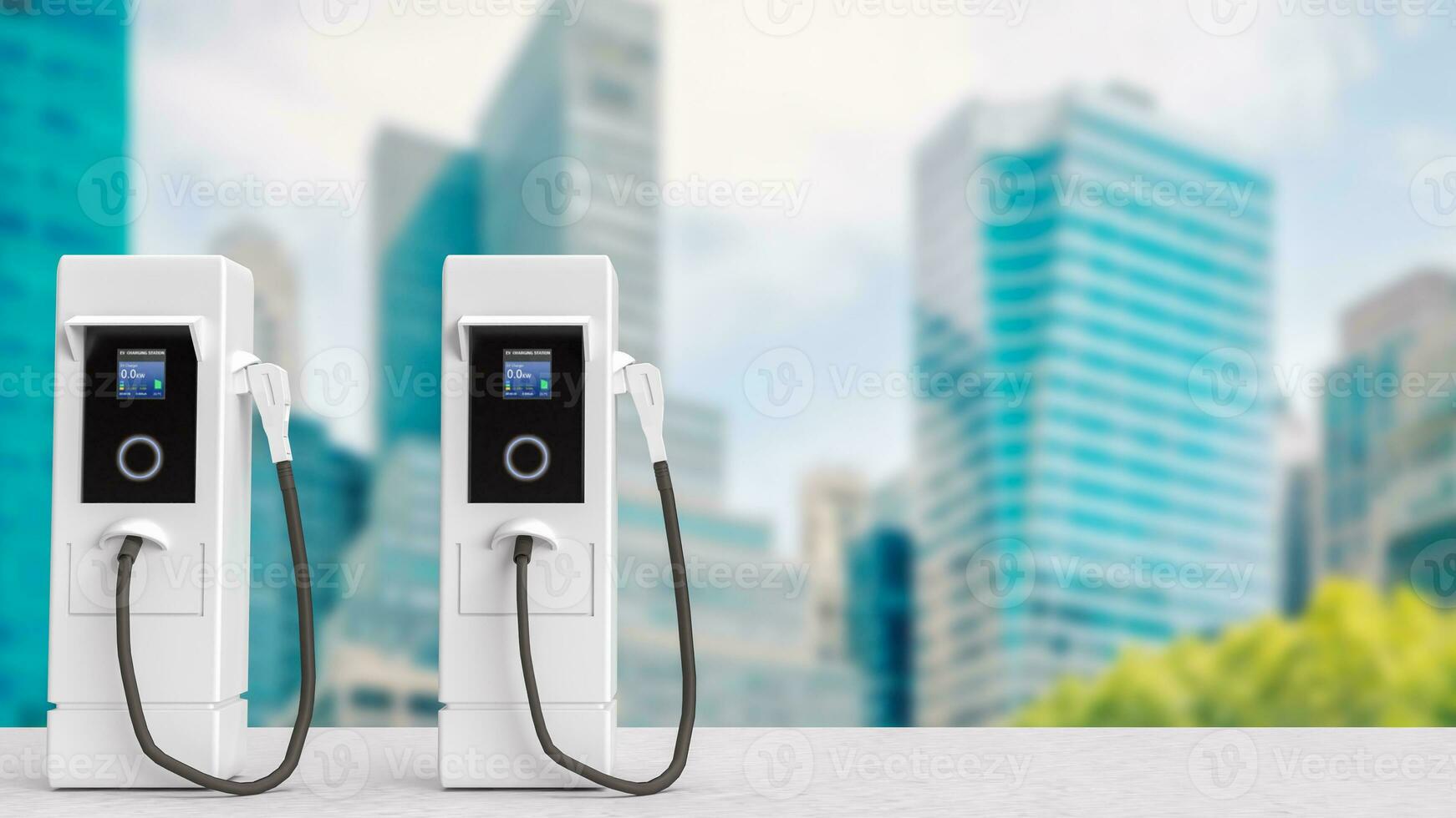 The EV station for technology or transport concept 3d rendering. photo