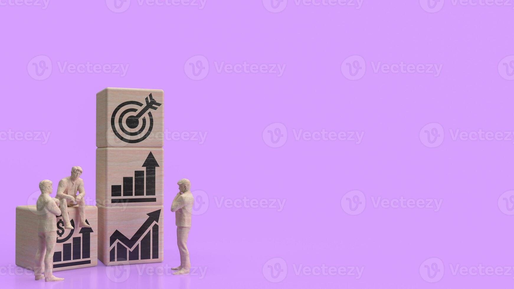 The man figure and wood cube for Business concept 3d rendering. photo