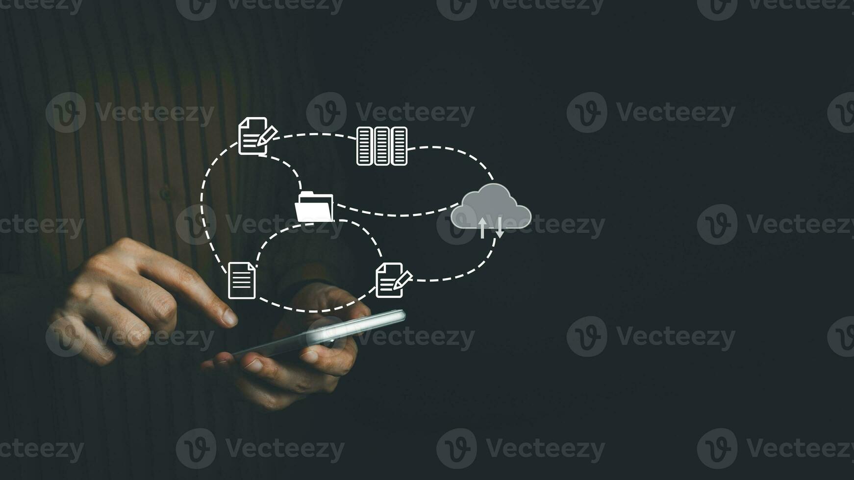 Document Management System, Online document database management, Organization document Organized, automated processes to manage files, ERP enterprise efficient, business technology. photo