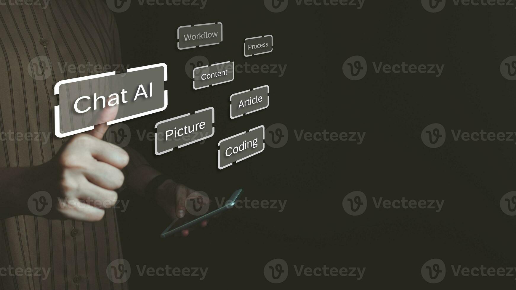 AI, Artificial Intelligence, Concept global data connection with Internet technology, using online transaction with AI by learning machine and big data, database management, cloud computing photo