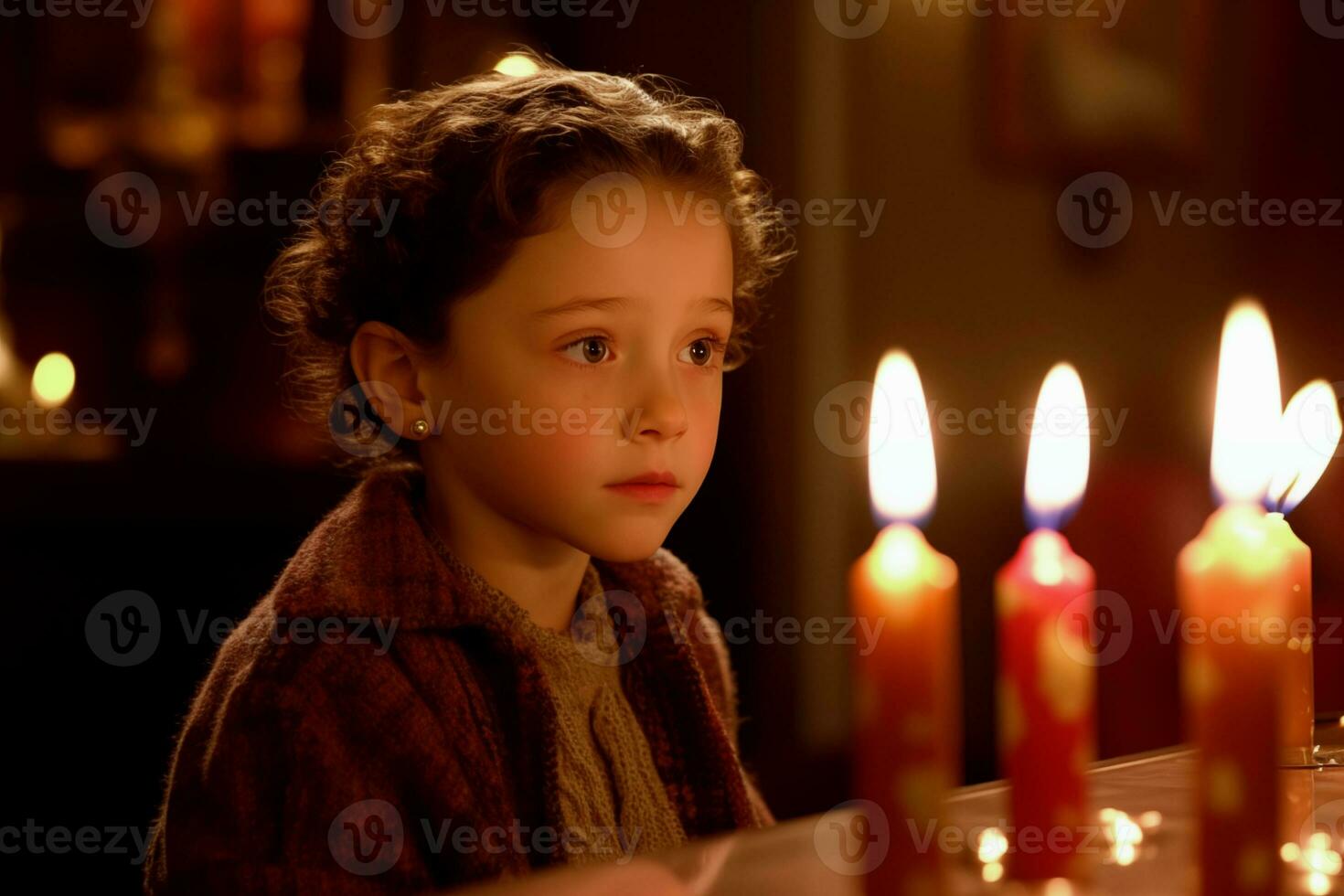 AI generated Child with candles making a wish AI generated photo