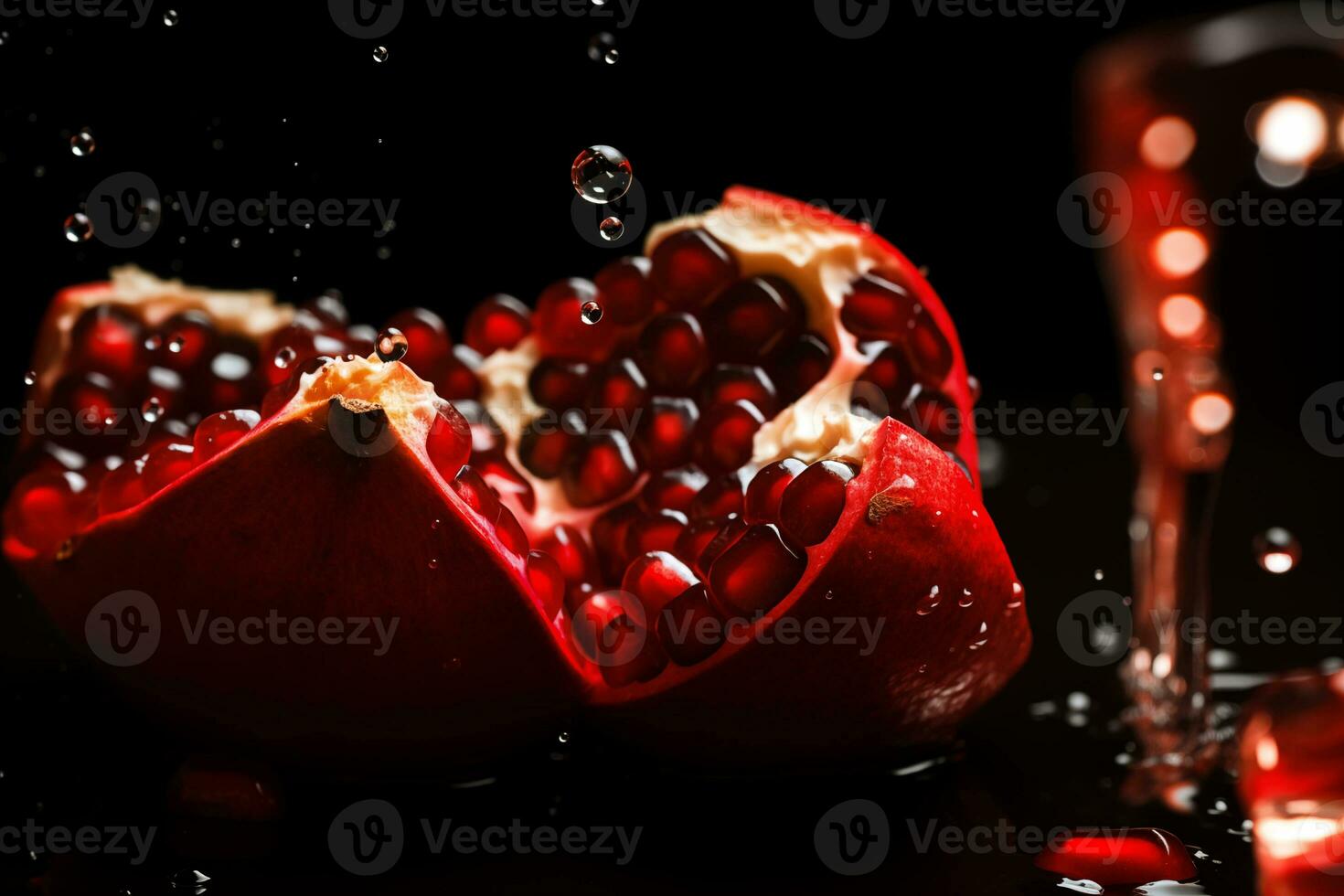 AI generated Pomegranate on black AI generated photo