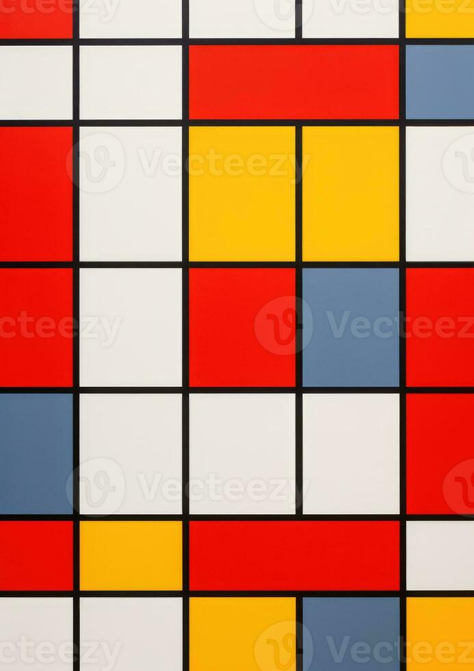 AI Generated Colorful tile square wall grid pattern wallpaper modern design element geometric art photo