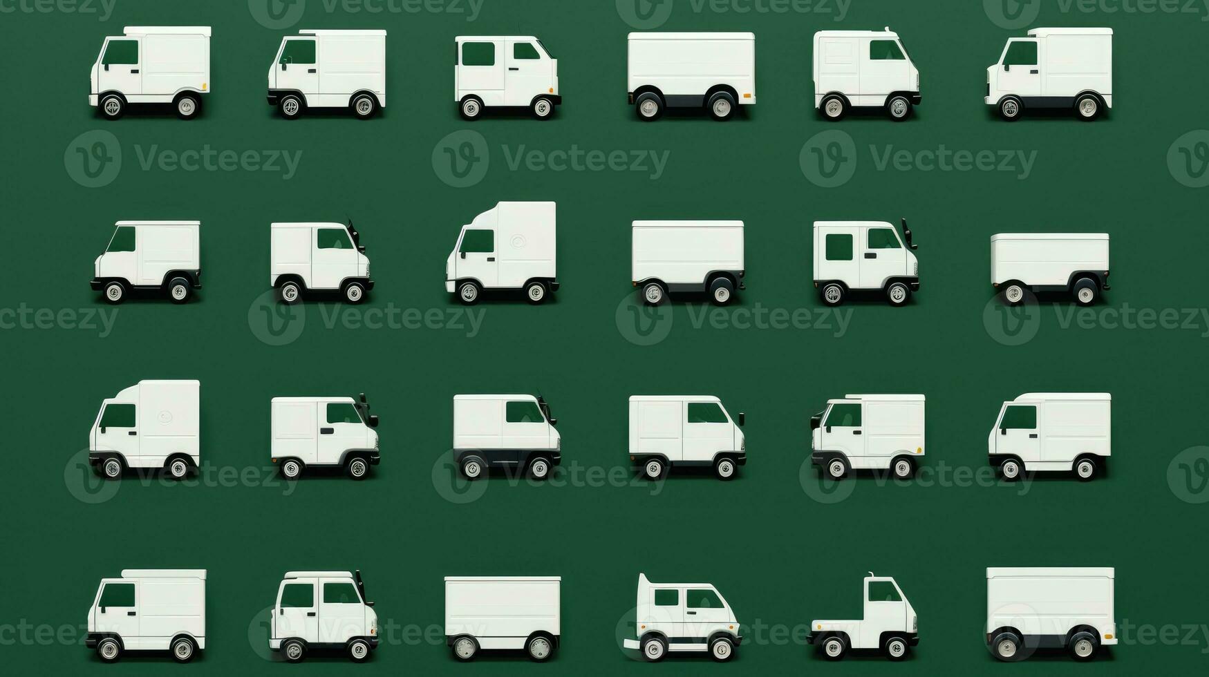 AI Generated Van shipping transportation pictogram collection automobile illustration vehicles set photo