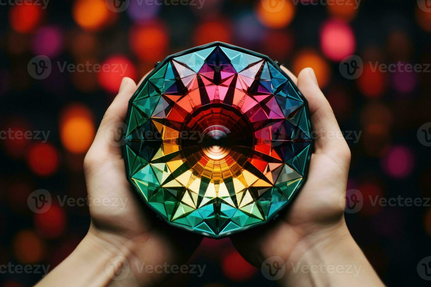 AI Generated Mandala colorful space blue flower shape design bright texture star abstract background photo