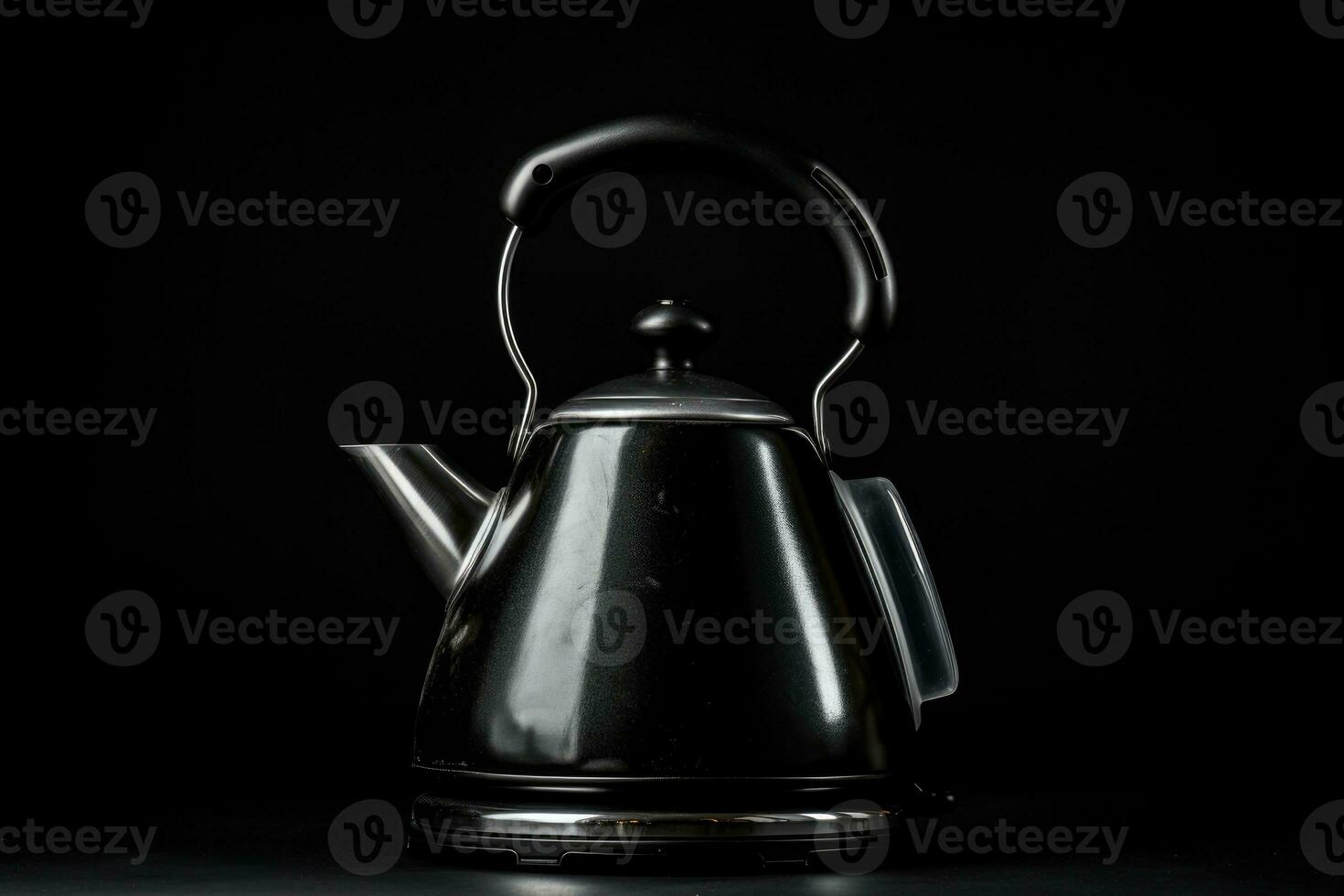 AI Generated Retro beverage black hot water table background shiny cup teapot red pot old vintage photo