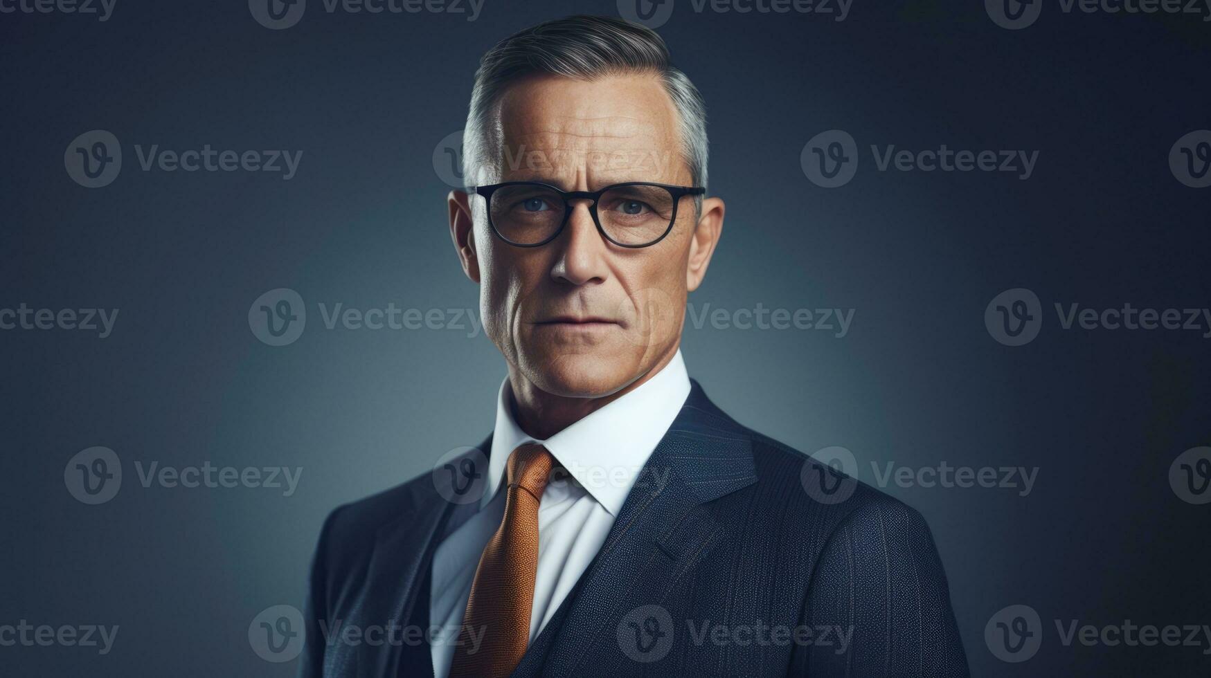 AI Generated Fashion man male glasses horizontal portrait person businessman confidence mature photo
