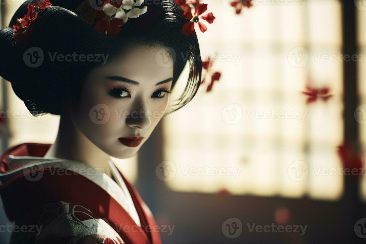 AI Generated Culture style fashion tradition costume china beauty oriental  exotic white face portrait black kimono makeup women japanese red asia  asian female japan geisha pink 32318999 Stock Photo at Vecteezy