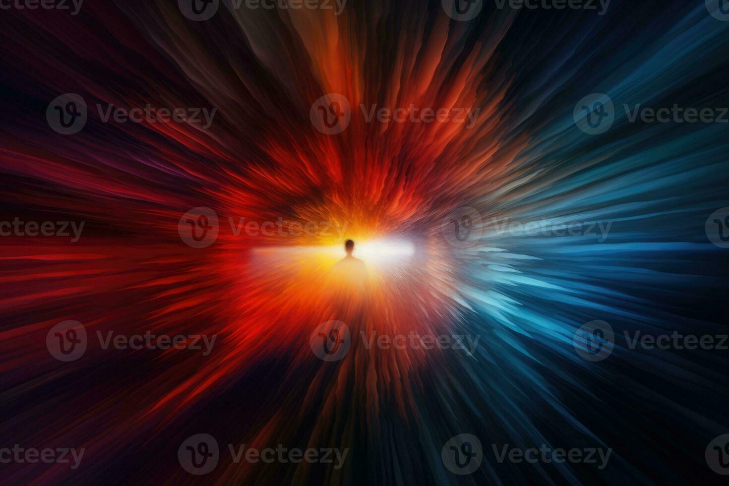 AI Generated Light bright technology black blue glowing space star design science motion futuristic photo