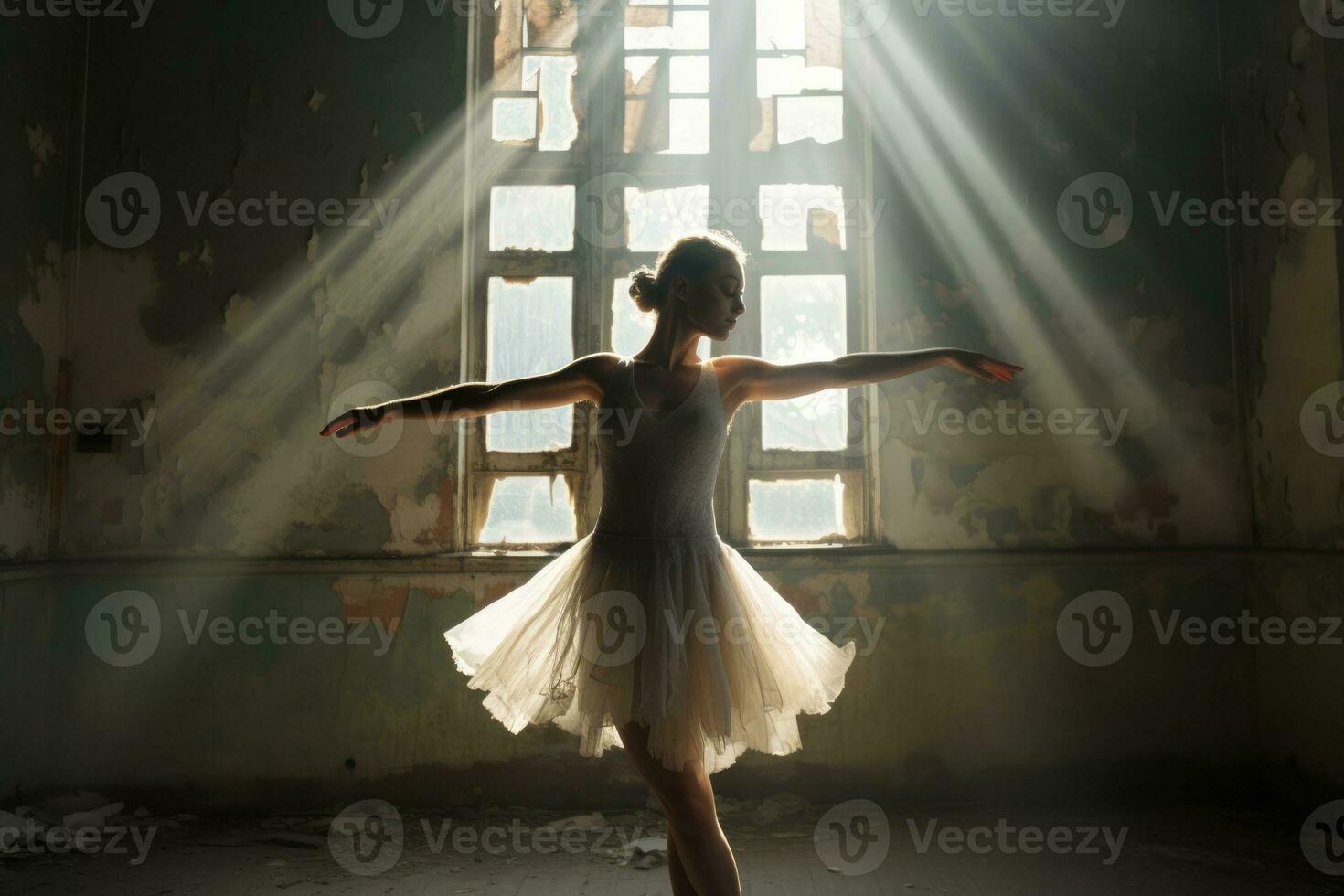 AI Generated Woman female balance grace beauty art white flexibility tutu girl ballerina dancing photo
