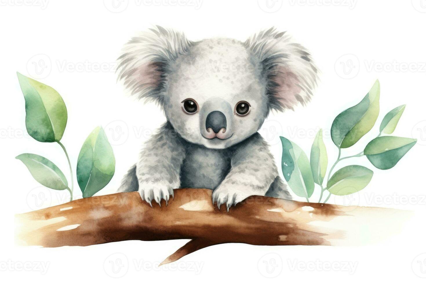 AI Generated Children bear drawing funny nature baby character zoo tree mammal eucalyptus animal photo