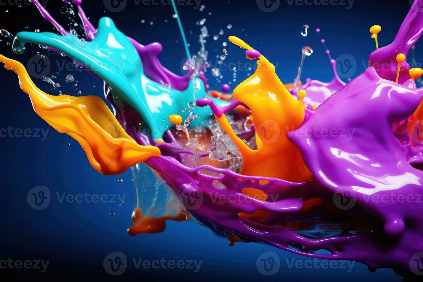 AI Generated Wave painter cmyk drop mixed painting dynamic abstract liquid hit rainbow splashing art photo