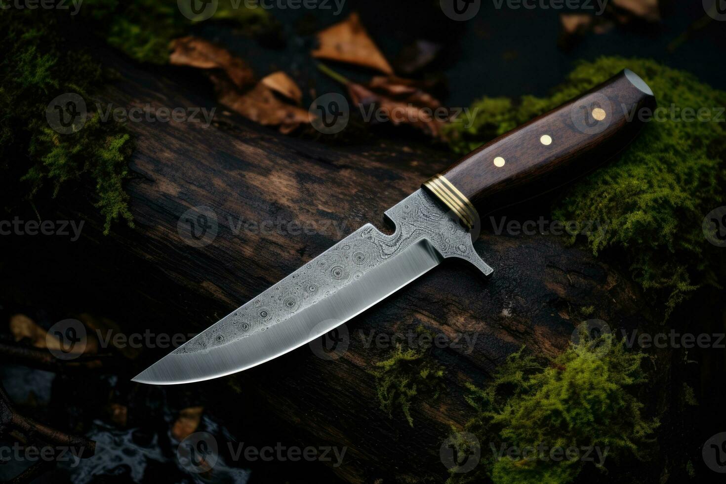 AI Generated Equipment background hunter blade design texture penknife sharp cut weapon hunting photo